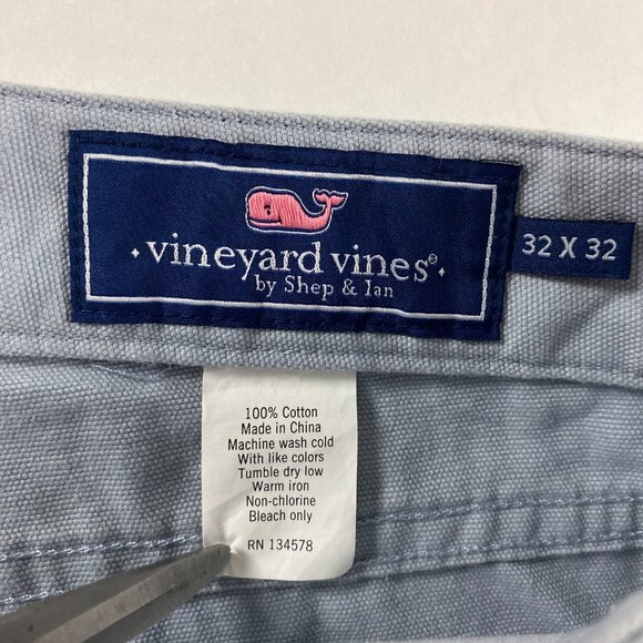 Vineyard Vines Canvas Twill Chino Pants Men's 32 x 32 Cotton Light Blue 5 Pocket - Picture 8 of 13
